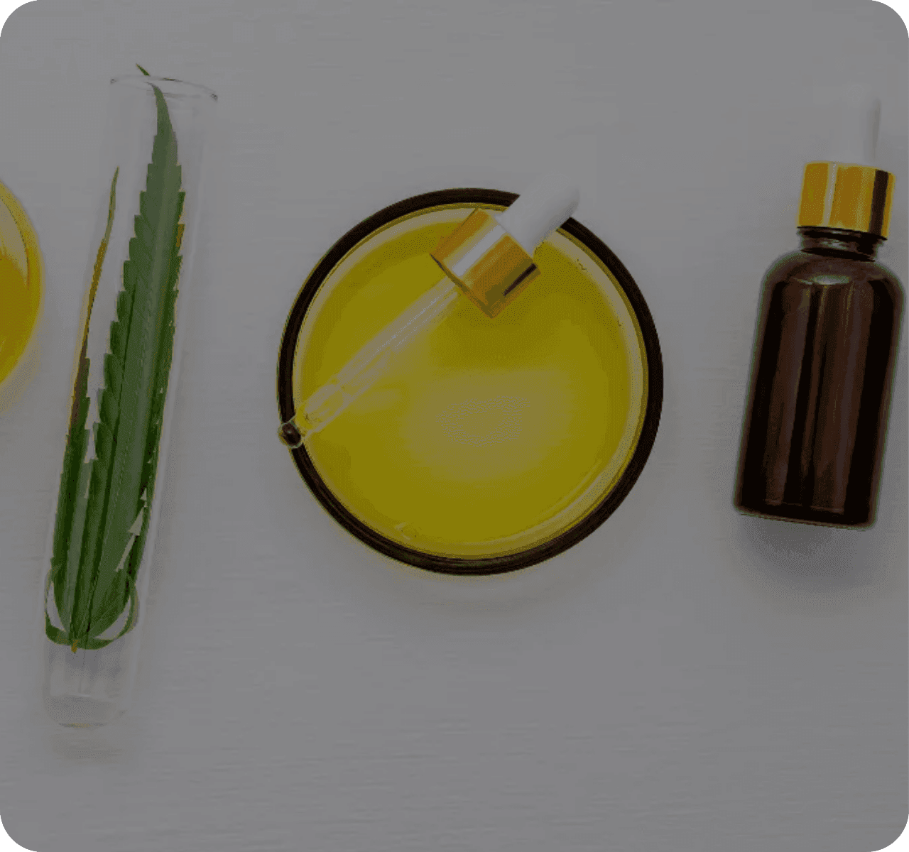 Cannabis Extrakt in einer Pipette daneben ein Fläschchen